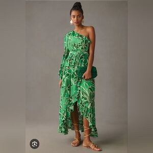 Farm Rio x Anthropologie XS Printed One-Shoulder Ruffle Dress